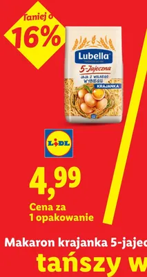 Makaron krajanka 5-jajeczna Lubella promocja w Lidl
