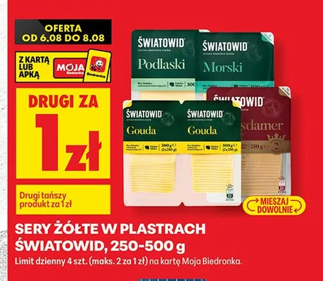 Ser żółty w plastrach Światowid Morski promocja w Biedronka
