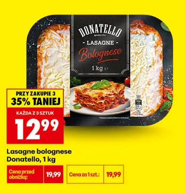 Lasagne bolognese Donatello promocja w Biedronka