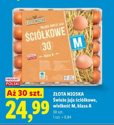 Jaja świeże ściółkowe, wielkość M, klasa A promocja w Lidl