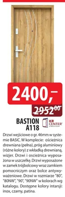 Drzwi wejściowe BASTION A118 promocja w Dobre Dla Domu