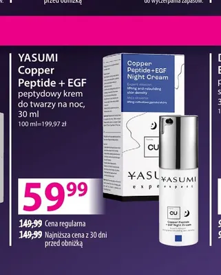 Peptydowy krem do twarzy na noc Copper Peptide + EGF Yasumi promocja w Hebe
