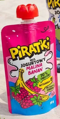 Mus jogurtowy z witaminą D Pilos Piratki malina-banan promocja w Lidl