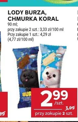 Lody Chmurka Koral promocja w Stokrotka