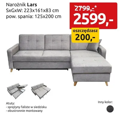 Narożnik Lars promocja w Black Red White