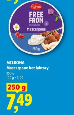 Mascarpone bez laktozy Milbona Free From promocja w Lidl