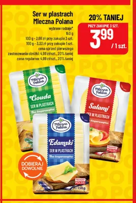 Ser w plastrach Gouda Mleczna Polana promocja w POLOmarket