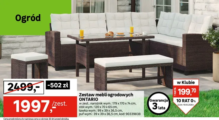 Zestaw mebli ogrodowych ontario promocja w Leroy Merlin