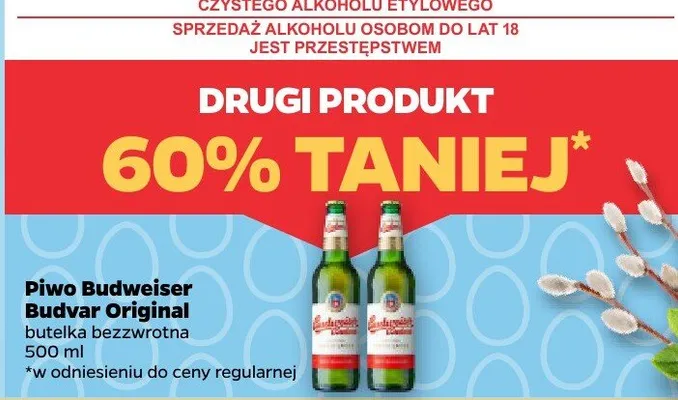 Piwo Budweiser Budvar Original butelka bezwrotna promocja w Netto