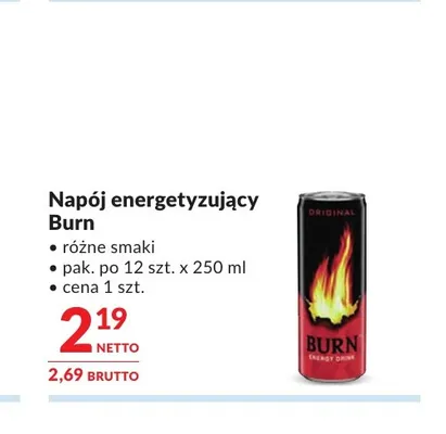 Napój energetyzujący Burn promocja w Makro