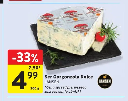 Ser Gorgonzola Dolce Jansen promocja w Intermarche