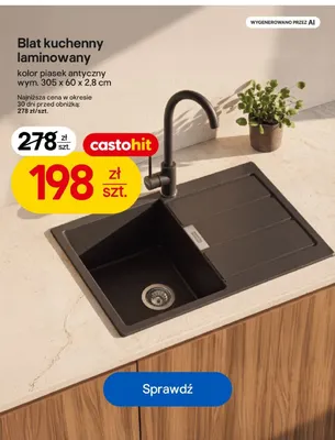 Blat kuchenny laminowany 305x60x2,8 cm promocja w Castorama