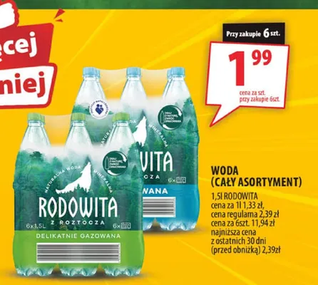 Woda Rodowita Delikatnie Gazowana promocja w Arhelan