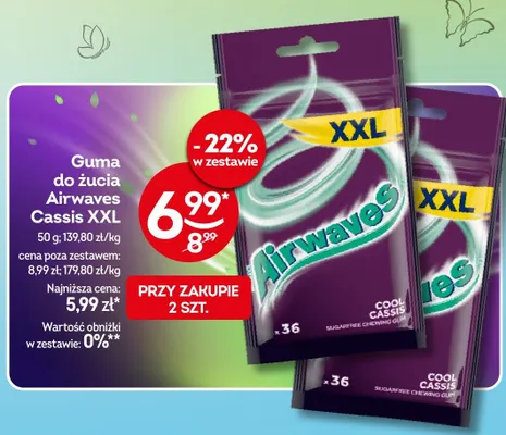 Guma do żucia Airwaves Cassis XXL promocja w Żabka