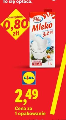 Mleko UHT 3,2% Pilos promocja w Lidl
