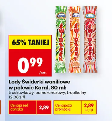 Lody Świderki waniliowe w polewie tropikalny promocja w Biedronka
