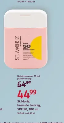Krem do twarzy St. Moriz Suncare SPF 50 promocja w Rossmann