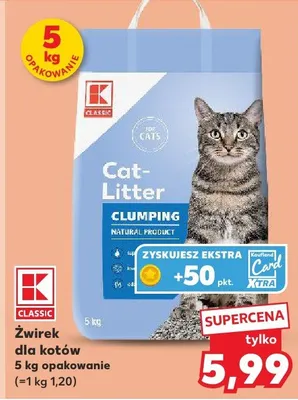 Żwirek dla kotów K-Classic Cat-Litter Clumping promocja w Kaufland