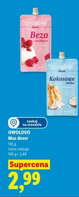 Mus deser OWOLOVO Beza z malinami promocja w Lidl