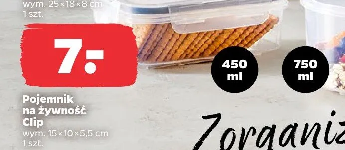 Pojemnik na żywność Clip wym. 15x10x5,5cm 450ml promocja w Netto