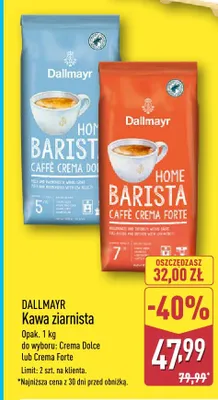 Kawa ziarnista Home Barista Caffè Crema Forte Dallmayr promocja w Aldi