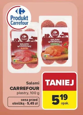Salami wyborowe Carrefour Classic promocja w Carrefour