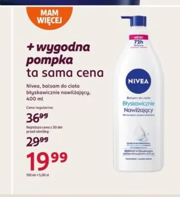Balsam do ciała błyskawicznie nawilżający Nivea promocja w Rossmann