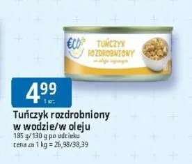 Tuńczyk rozdrobniony w wodzie Eco+ promocja w Leclerc