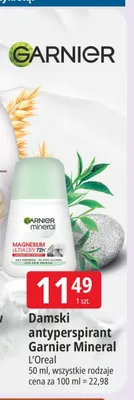 Damski antyperspirant w kulce Garnier Mineral Magnesium Ultra Dry promocja w Leclerc