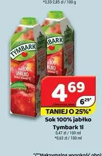 Sok jabłko Tymbark 100% promocja w Delfin
