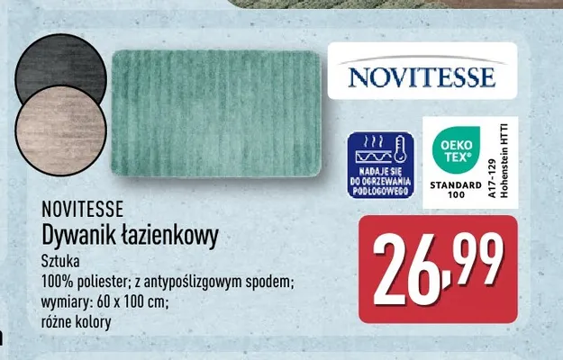 Dywanik łazienkowy Novitesse promocja w Aldi