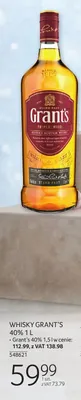 Whisky Grant's 40% 1 L promocja w Selgros
