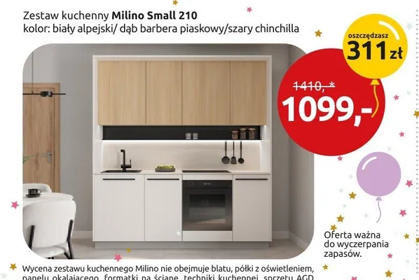 Zestaw kuchenny Milino Small 210 promocja w Black Red White