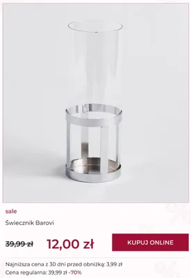 Świecznik Barovi home & you promocja w home&you
