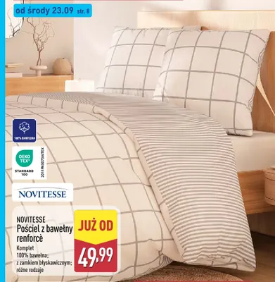 Pościel z bawełny renforcè Novitesse promocja w Aldi