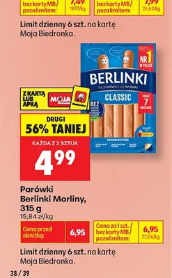 Parówki Berlinki Classic Morliny promocja w Biedronka