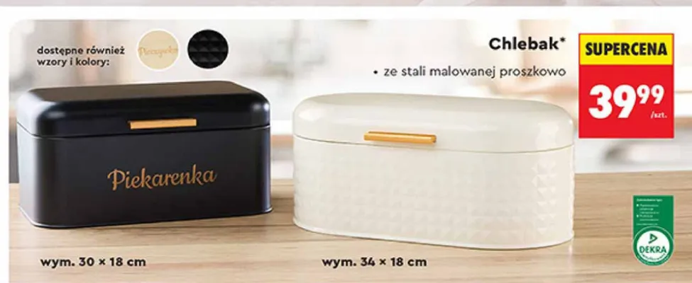 Chlebak ze stali malowanej proszkowo biały 34x18cm promocja w Biedronka