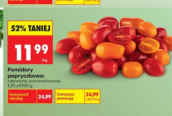 Pomidory papryczkowe promocja w Biedronka