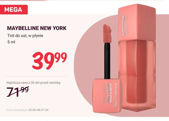Tint do ust w płynie Maybelline New York Super Stay Teddy Tint promocja w Rossmann