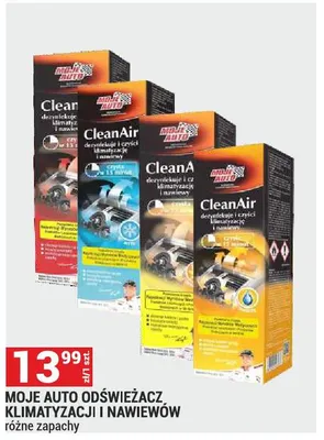 Odświeżacz klimatyzacji i nawiewów Moje Auto CleanAir promocja w Merkury Market