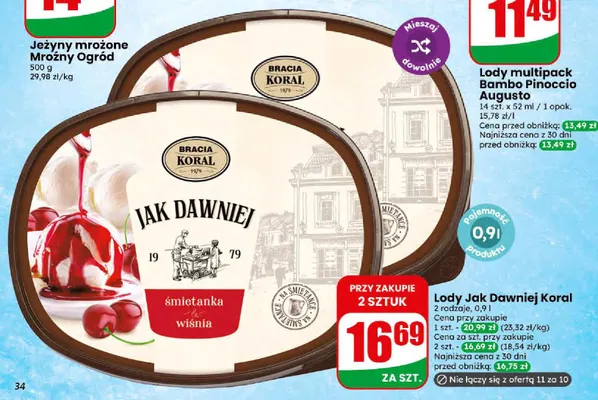 Lody Jak Dawniej śmietanka wiśnia Bracia Koral promocja w Dino