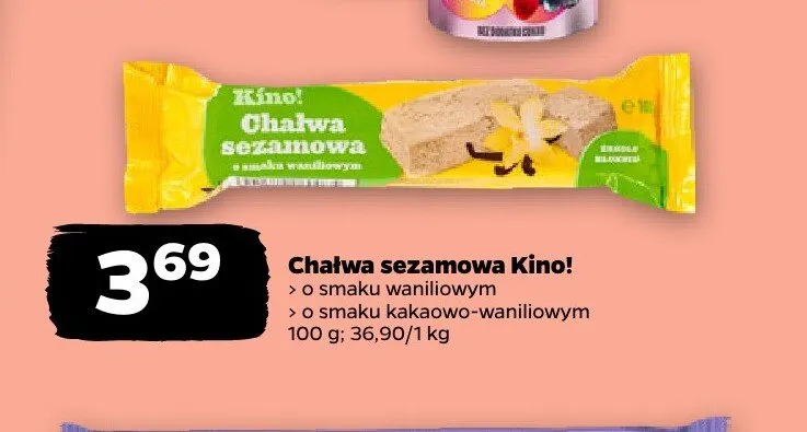 Chałwa sezamowa kakaowo-waniliowa Kino! promocja w Netto