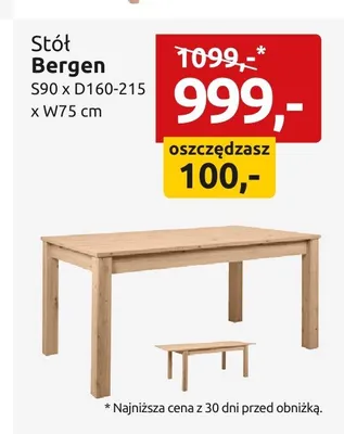 Stół Bergen S90xD160-215xW75cm promocja w Black Red White