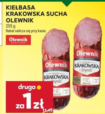 Kiełbasa krakowska sucha olewnik promocja w Stokrotka