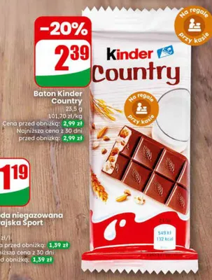 Baton Kinder Country promocja w Dino