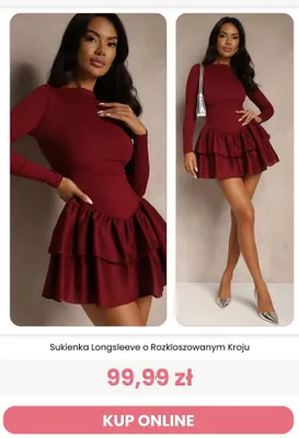 Sukienka longsleeve o rozkloszowanym kroju Reneé promocja w Renee