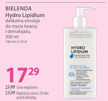 Hydro Lipidium delikatna emulsja do mycia twarzy i demakijażu promocja w Hebe