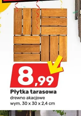 Płytka tarasowa drewno akacjowe wym. 30x30x2,4cm promocja w Bricomarche