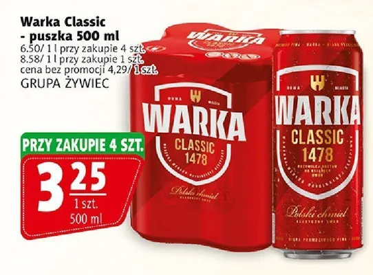 Piwo Warka Classic promocja w Prim Market