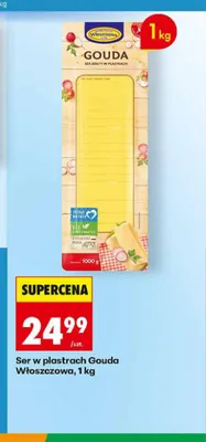 Ser w plastrach Gouda Włoszczowa 1kg promocja w Biedronka